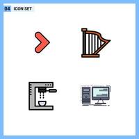 Universal Icon Symbols Group of 4 Modern Filledline Flat Colors of arrow cooking direction instrument espresso Editable Vector Design Elements