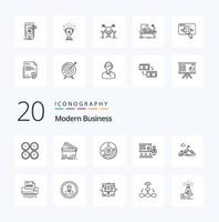 20 Modern Business Line icon Pack like business analysis business chart money vector