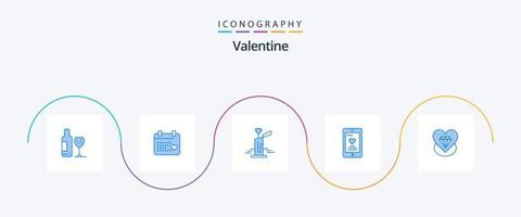 Valentine Blue 5 Icon Pack Including love. wedding. candle. phone. cell vector