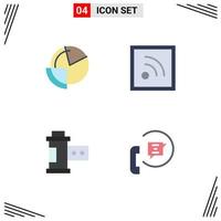 Modern Set of 4 Flat Icons and symbols such as analysis film diagram news roll Editable Vector Design Elements