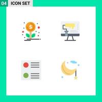 Pack of 4 Modern Flat Icons Signs and Symbols for Web Print Media such as financing radio button computer roller cresent Editable Vector Design Elements