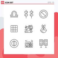 Modern Set of 9 Outlines Pictograph of tailoring sew basic machine basic Editable Vector Design Elements