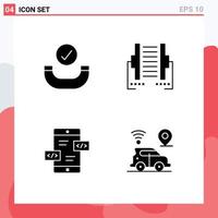 4 Universal Solid Glyphs Set for Web and Mobile Applications call arrows computer digital mobile Editable Vector Design Elements
