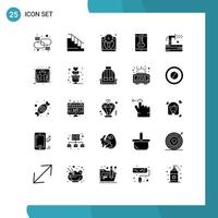 Pack of 25 Modern Solid Glyphs Signs and Symbols for Web Print Media such as flush smart lab diet online laboratory lab app Editable Vector Design Elements