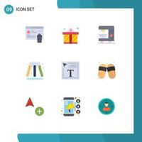 Pictogram Set of 9 Simple Flat Colors of font design color fill in text coffee park slider Editable Vector Design Elements