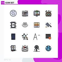 User Interface Pack of 16 Basic Flat Color Filled Lines of optimization technology web smartphone technology Editable Creative Vector Design Elements