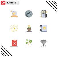 Stock Vector Icon Pack of 9 Line Signs and Symbols for process night party mobile fireworks event Editable Vector Design Elements