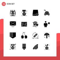 Universal Icon Symbols Group of 16 Modern Solid Glyphs of transport automobile win gadget devices Editable Vector Design Elements