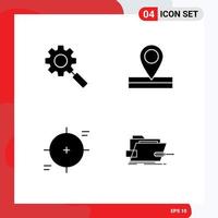 Universal Icon Symbols Group of 4 Modern Solid Glyphs of search reticle setting place target Editable Vector Design Elements