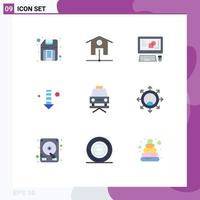 Pictogram Set of 9 Simple Flat Colors of career lift key board car direction Editable Vector Design Elements