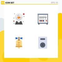 Group of 4 Modern Flat Icons Set for coffee ring location pendulum usa Editable Vector Design Elements