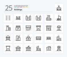 Buildings 25 Line icon pack including lifeguard. baywatch. industrial. residences. family vector