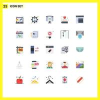 User Interface Pack of 25 Basic Flat Colors of web internet future education apple Editable Vector Design Elements