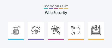 paquete de iconos de línea de seguridad web 5 que incluye . fuego. proteccion. archivo. apoyo. diseño de iconos creativos vector