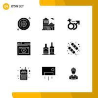 Pack of 9 Modern Solid Glyphs Signs and Symbols for Web Print Media such as error web office page symbol Editable Vector Design Elements