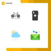 Editable Vector Line Pack of 4 Simple Flat Icons of bicycle cloud sport mobile weather Editable Vector Design Elements