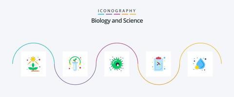 paquete de iconos de 5 planos de biología que incluye gota. virus. animal. lección. educación vector