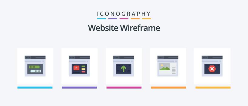 paquete de iconos flat 5 de estructura alámbrica del sitio web que incluye web. Internet. sitio web. flecha. web. diseño de iconos creativos vector