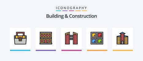 Building And Construction Line Filled 5 Icon Pack Including digital. amper. construction. voltmeter. city. Creative Icons Design vector