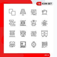 16 Universal Outlines Set for Web and Mobile Applications learning education shield book rice Editable Vector Design Elements