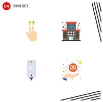 User Interface Pack of 4 Basic Flat Icons of fingers mobile healthcare building battery Editable Vector Design Elements