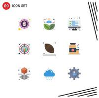 Modern Set of 9 Flat Colors and symbols such as target crosshair person chart list Editable Vector Design Elements