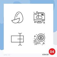 Pictogram Set of 4 Simple Filledline Flat Colors of egg cursor spring download input Editable Vector Design Elements