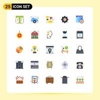 Mobile Interface Flat Color Set of 25 Pictograms of compass file reward ui basic Editable Vector Design Elements