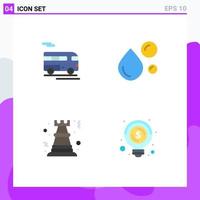 Flat Icon Pack of 4 Universal Symbols of bus pawn vehicle healthy fat game Editable Vector Design Elements