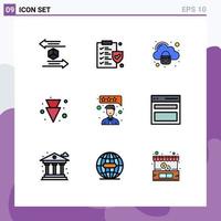 paquete de iconos vectoriales de stock de 9 signos y símbolos de línea para revisar la seguridad de satisfacción del cliente flecha completa elementos de diseño vectorial editables vector