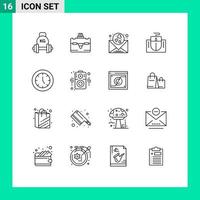 Universal Icon Symbols Group of 16 Modern Outlines of devices education heart hardware mouse Editable Vector Design Elements