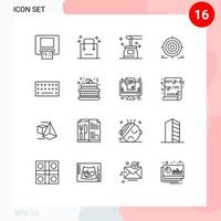 16 Outline concept for Websites Mobile and Apps objective darts beauty goal yoga Editable Vector Design Elements