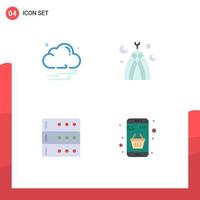 4 Thematic Vector Flat Icons and Editable Symbols of cloud server islamic muslim buy Editable Vector Design Elements