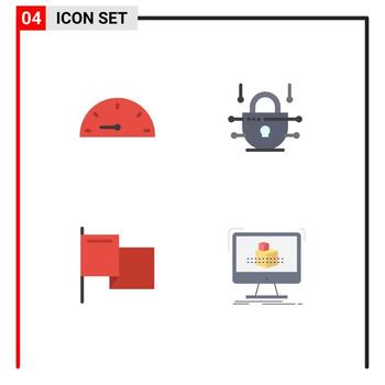 4 Thematic Vector Flat Icons and Editable Symbols of dash cube internet country modelling Editable Vector Design Elements