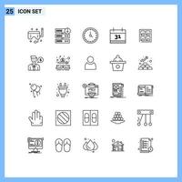 Stock Vector Icon Pack of 25 Line Signs and Symbols for window date server download calendar contact us Editable Vector Design Elements