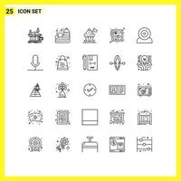 paquete de 25 líneas modernas, signos y símbolos para medios de impresión web, como elementos de diseño de vectores editables de cocina de bandera de juego de corazón de amor