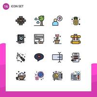 conjunto de 16 iconos modernos de la interfaz de usuario signos de símbolos para acampar con los dedos brújula de ubicación del corazón elementos de diseño de vectores creativos editables