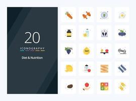 20 Diet And Nutrition Flat Color icon for presentation vector