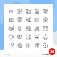 25 Universal Line Signs Symbols of education scales relax new born weight Editable Vector Design Elements