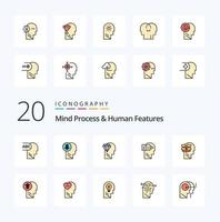 20 Mind Process And Human Features Line Filled Color icon Pack like user unbox diamond box head vector