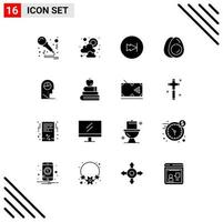 16 Universal Solid Glyph Signs Symbols of man human fast easter eggs Editable Vector Design Elements