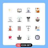 16 Universal Flat Color Signs Symbols of document profession designer detective security Editable Pack of Creative Vector Design Elements