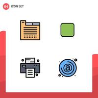 4 User Interface Filledline Flat Color Pack of modern Signs and Symbols of tab printer web design unchecked at Editable Vector Design Elements