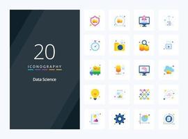 20 Data Science Flat Color icon for presentation vector