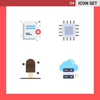 Modern Set of 4 Flat Icons Pictograph of deny hardware security computers ice Editable Vector Design Elements