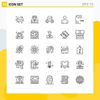 25 Universal Lines Set for Web and Mobile Applications coding profile dumbbell people avatar Editable Vector Design Elements