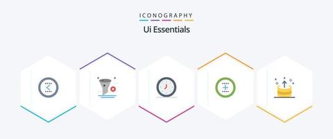 Ui Essentials 25 Flat icon pack including interface. add. remove. timer. clock vector