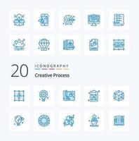 20 Creative Process Blue Color icon Pack like object creative creative text process vector