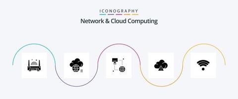 Network And Cloud Computing Glyph 5 Icon Pack Including wifi. technology. technology. alert. monitor vector