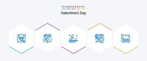 Valentines Day 25 Blue icon pack including love. bleeding. cooking. love location. heart location vector